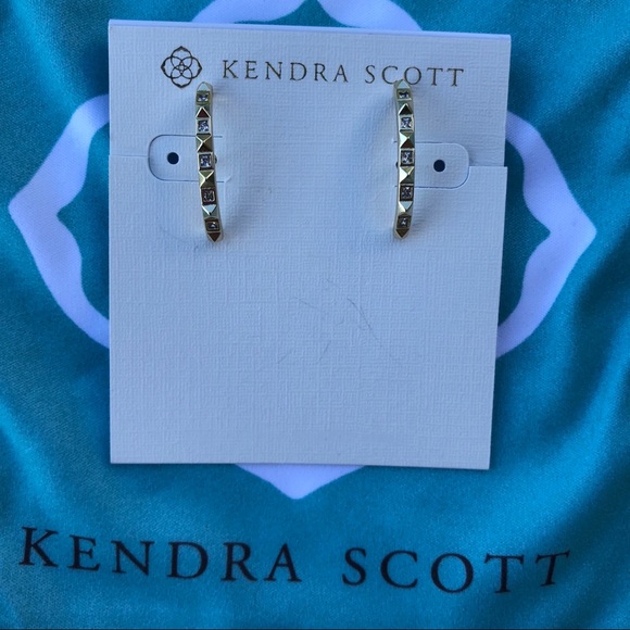NWT Kendra Scott Zana Gold Stud Cubic Zirconia Earring - Picture 5 of 7